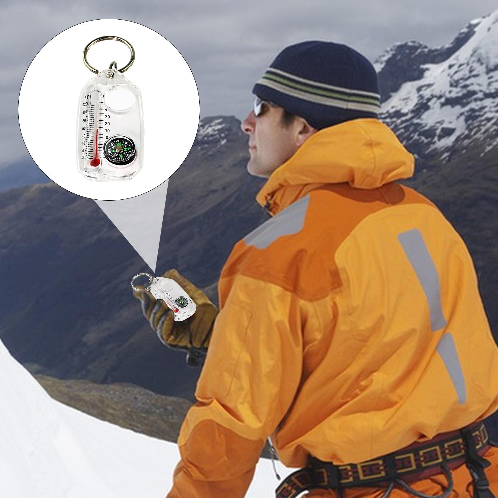 Compass Keychain Mini - Multifunctionele mini-sleutelhanger Campingkompas Thermometer Outdoor Klimmen