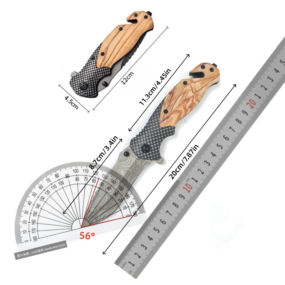 Damascus patroon vouwmes, sche - Edc Carry Pocket Knife recensie en prijs